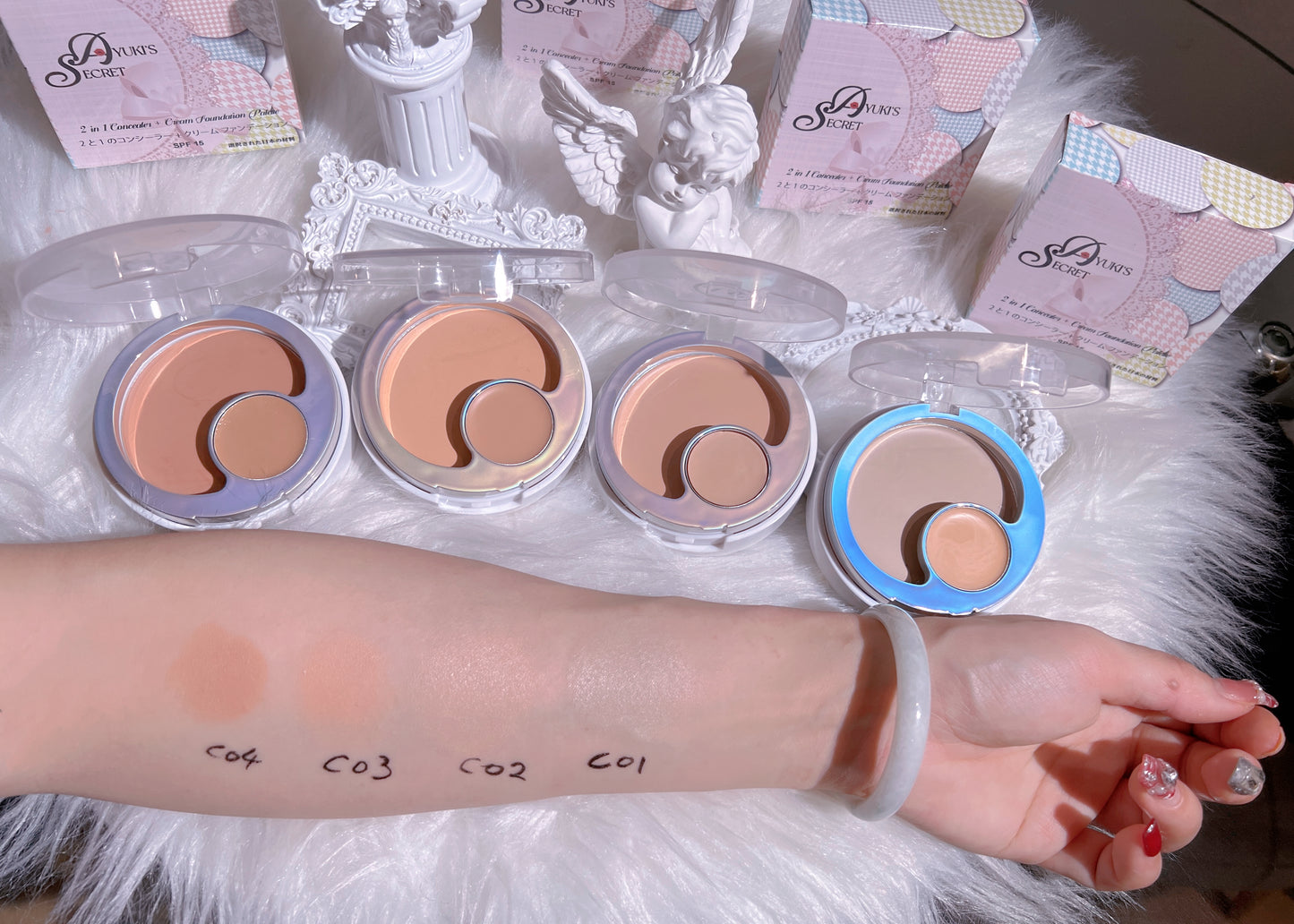 (2 in 1 BB Cream)Concealer +Cream Foundation Palette .